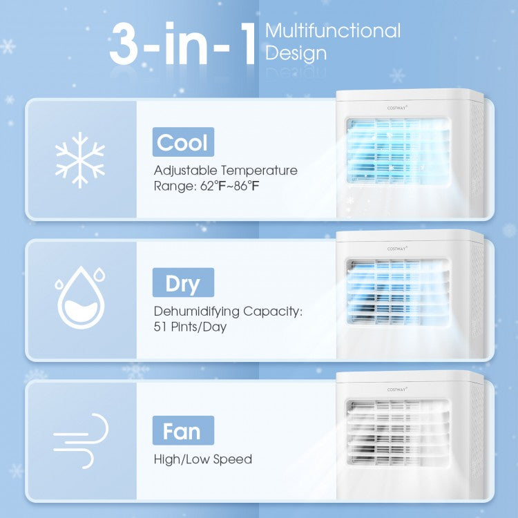 3-in-1 Portable Air Conditioner with Fan and Dehumidifier - Quiet Version